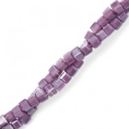 Top Facet kralen Cube 2x2mm Acai purple opal-pearl shine coating